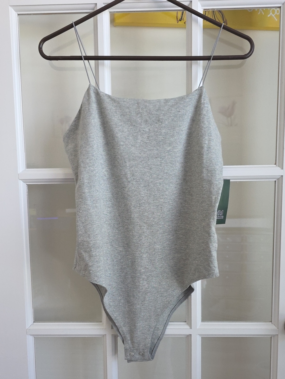 wild fable Light Heather Gray Snap Crotch Bodysuit With Stretchy Elastic Straps